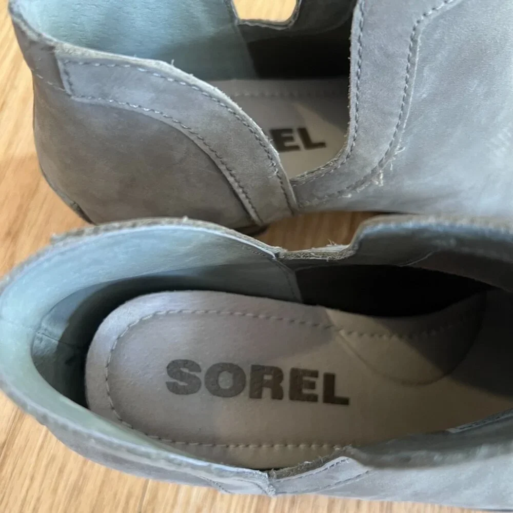 Sorel Lolla Cut-Out Waterproof Leather Ankle Boots Gray Women's US Size 7.5 - Picture 7 of 9